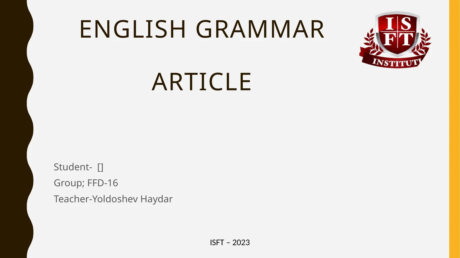 English grammarArticle 1