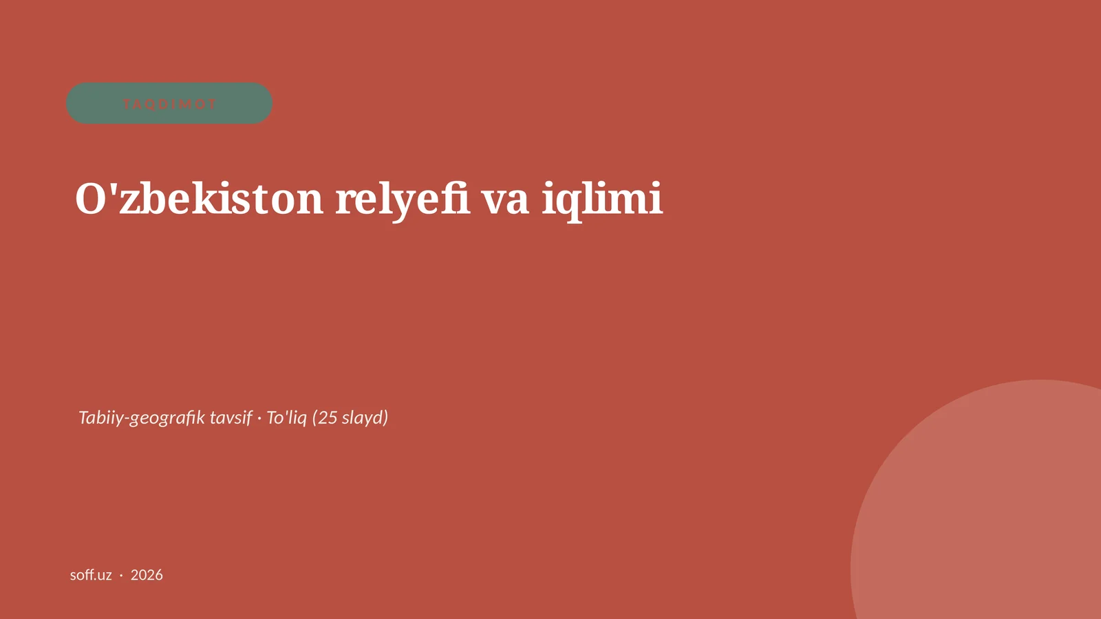 O'zbekiston relyefi va iqlimi 1