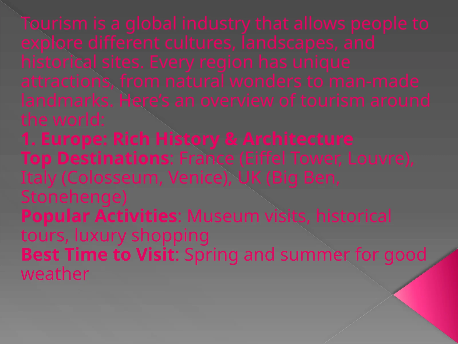 Tourism around the World 1