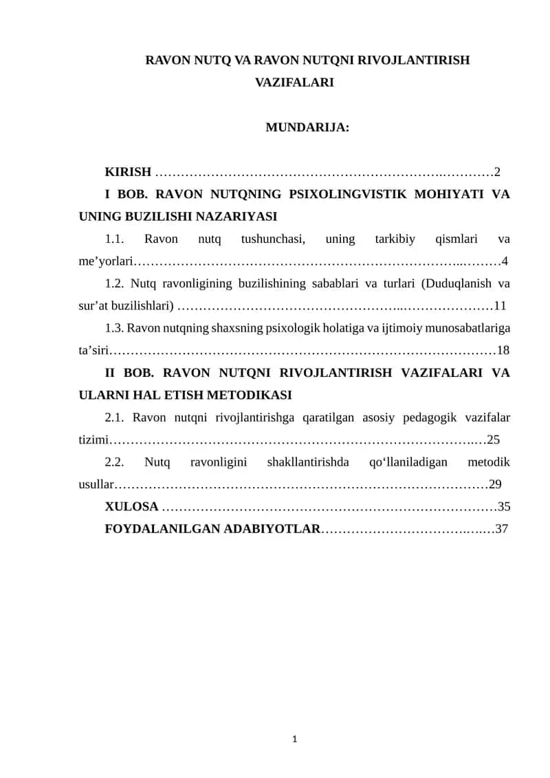 RAVON NUTQ VA RAVON NUTQNI RIVOJLANTIRISH VAZIFALARI 1