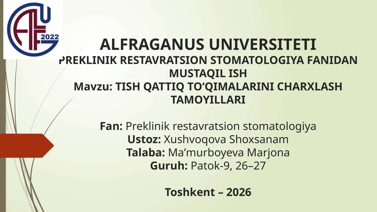 TISH QATTIQ TO‘QIMALARINI CHARXLASH TAMOYILLARI 1