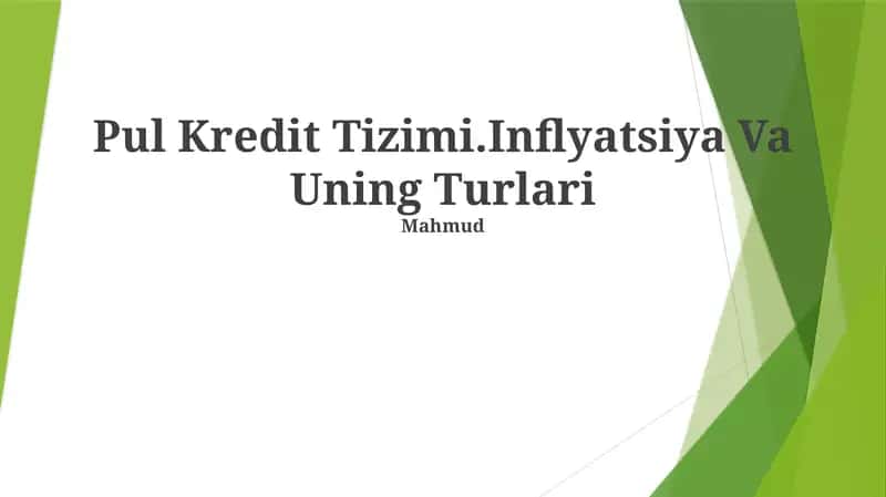 Pul Kredit Tizimi.Inflyatsiya Va Uning Turlari 1