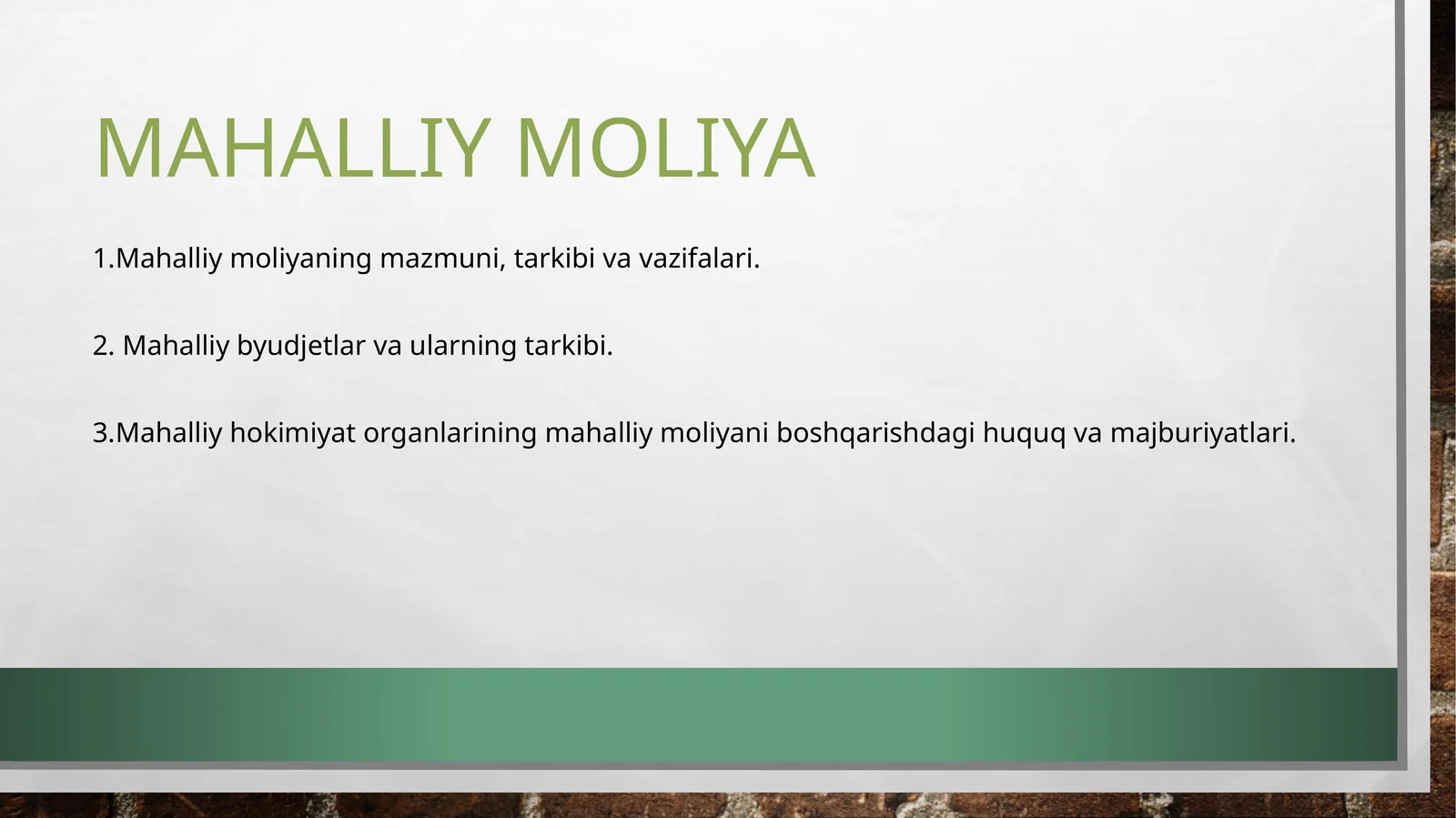 Mahalliy Moliya 1