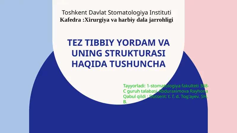 Tez tibbiy yordam va uning strukturasi haqida tushuncha 1