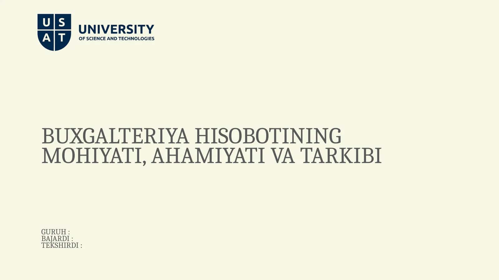 BUXGALTERIYA HISOBOTINING MOHIYATI, AHAMIYATI VA TARKIBI 1