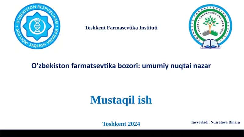 O'zbekiston Farmatsevtika Bozori: Umumiy Nuqtai Nazar 1