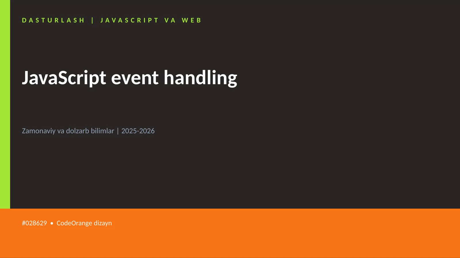 DASTURLASH | JAVASCRIPT VA WEB 1