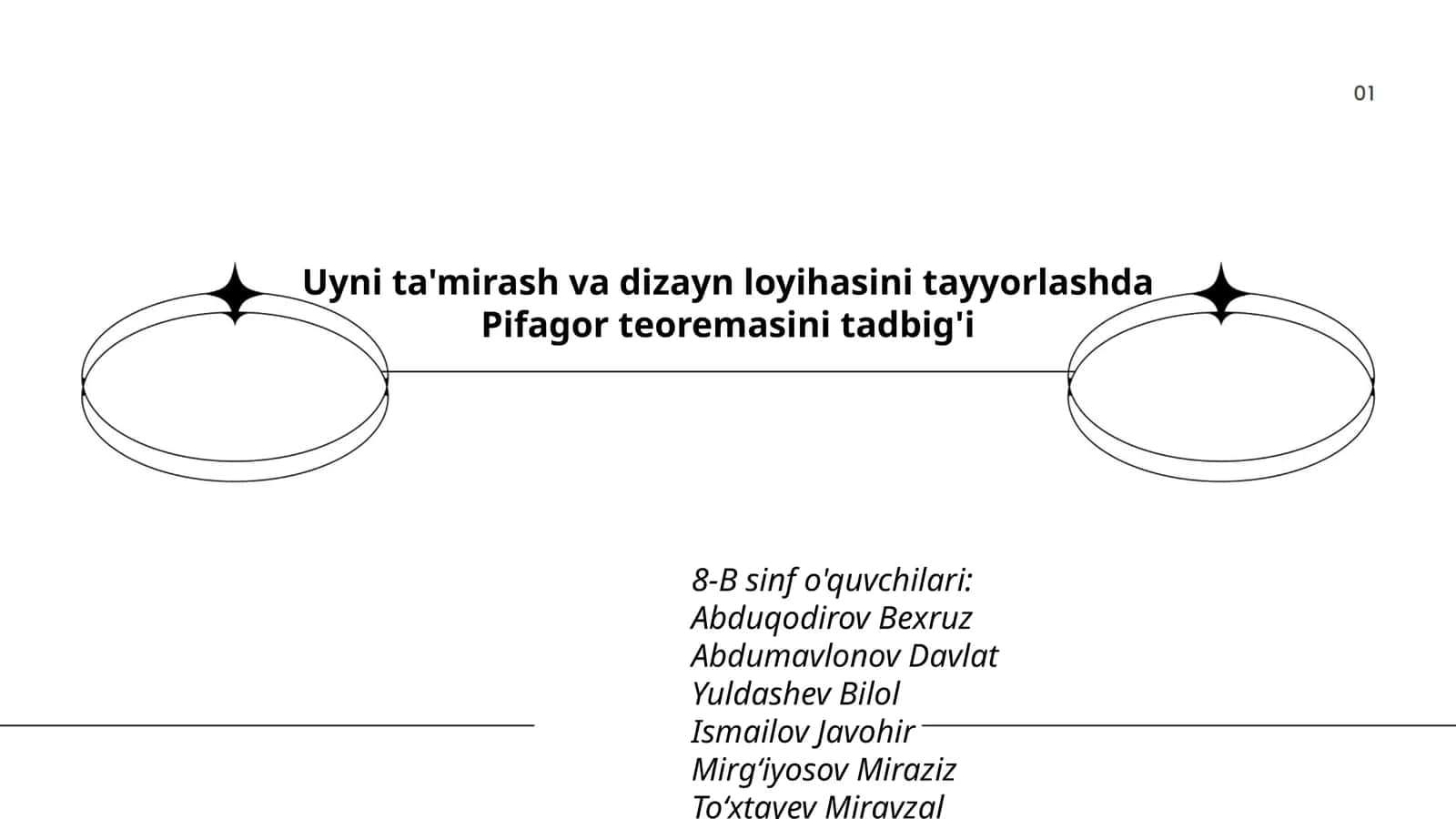 Uyni ta'mirash va dizayn loyihasini tayyorlashda Pifagor teoremasini tadbig'i 1