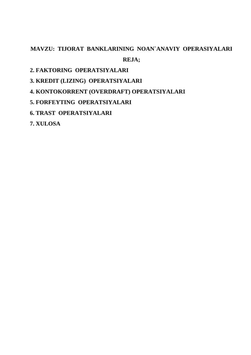 TIJORAT  BANKLARINING  NOAN`ANAVIY  OPERASIYALARI 1