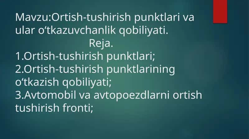 Ortish-tushirish punktlari 1