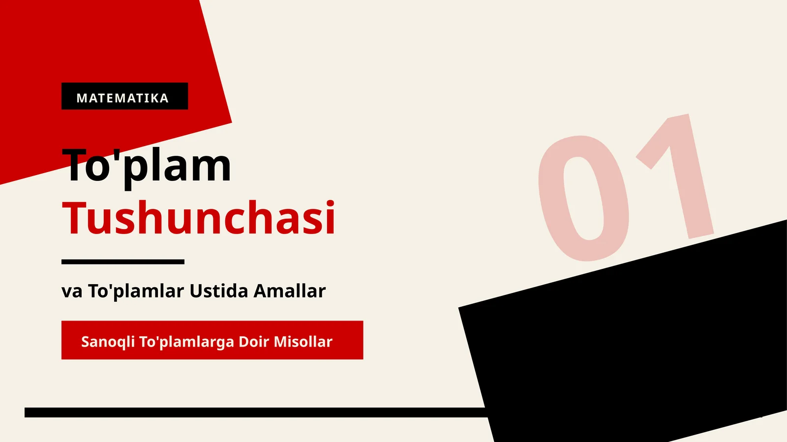 To'plam Tushunchasi va To'plamlar Ustida Amallar 1