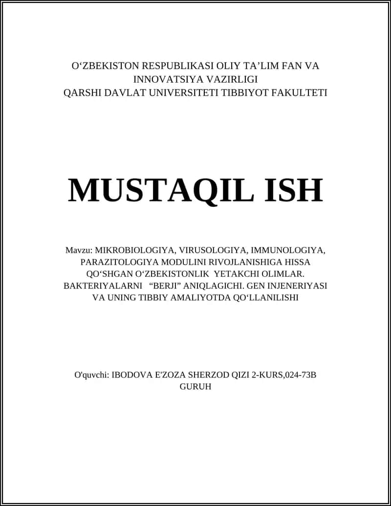 O'zbekiston Respublikasi Oliy Ta'lim Fan va Innovatsiya Vazirligi 1