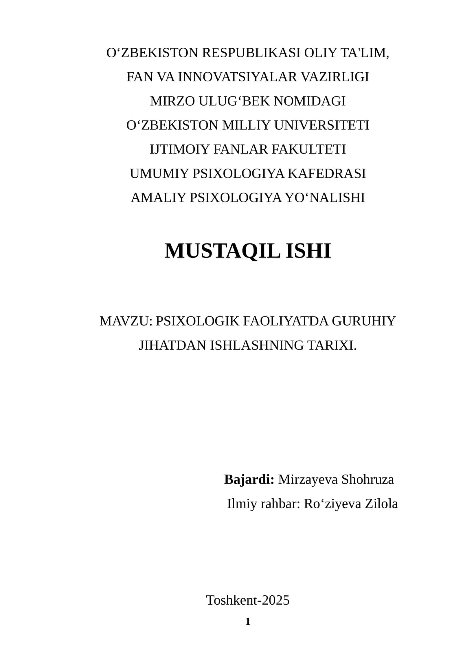 Guruhiy Psixologiyada Guruh Psixologiyasining Ilk Bosqichlari 1