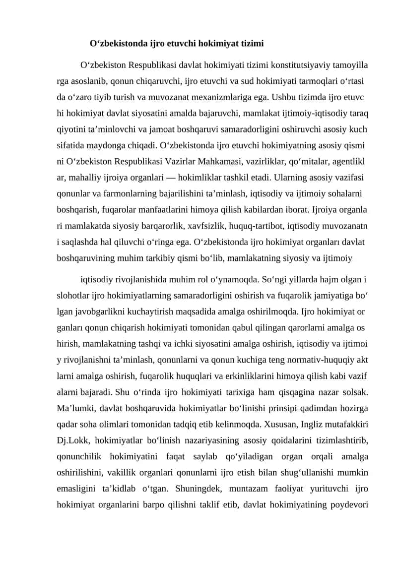 Oʻzbekistonda ijro etuvchi hokimiyat tizimi 1