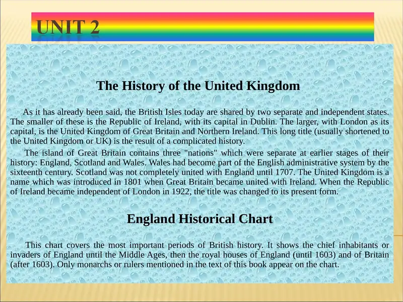 The History of the United Kingdom 1