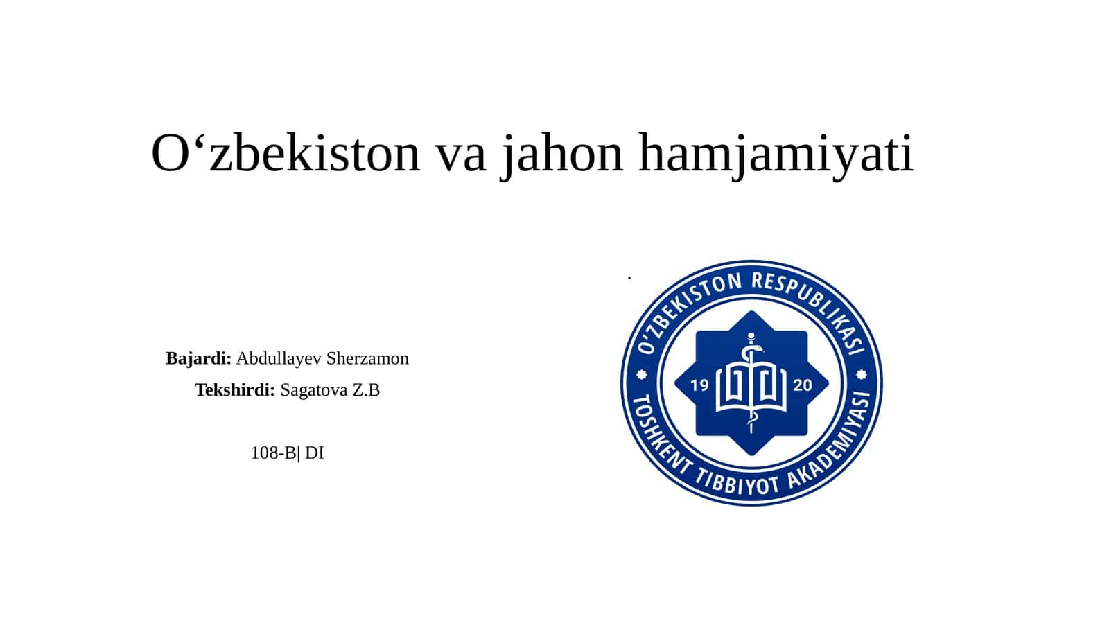 O‘zbekiston va jahon hamjamiyati 1