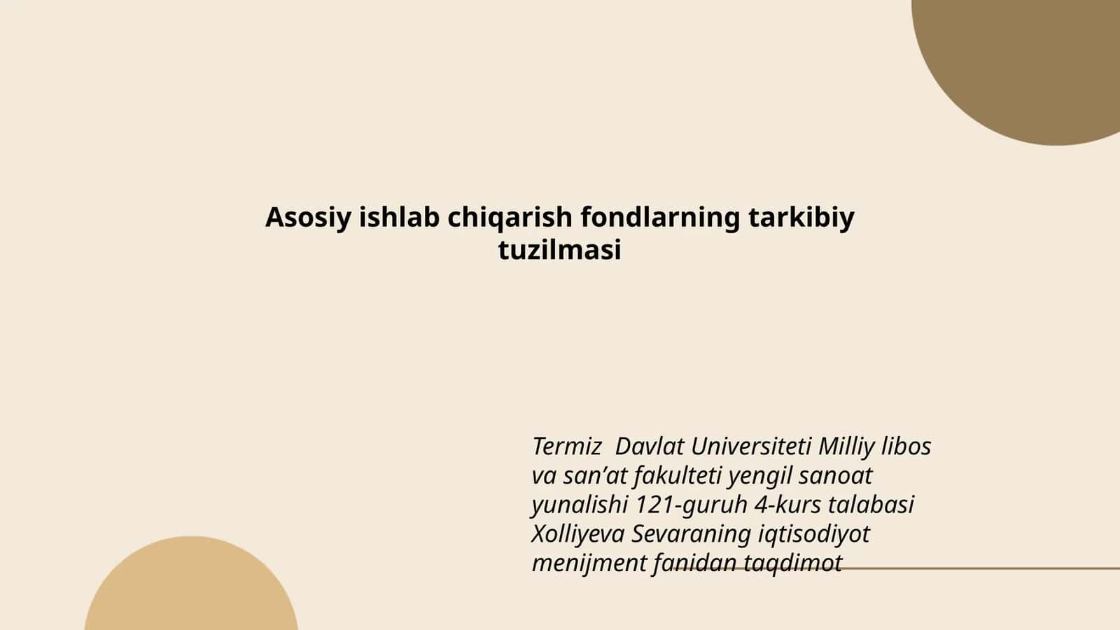 Asosiy ishlab chiqarish fondlarning tarkibiy tuzilmasi 1