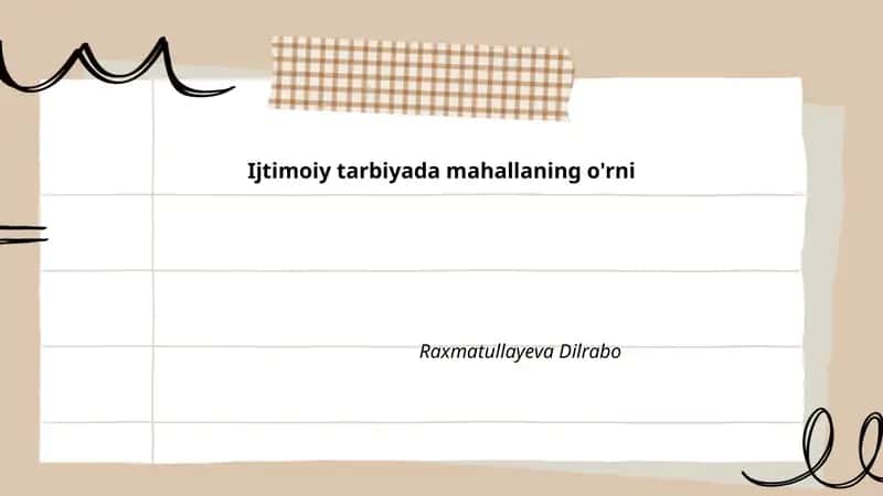 Mahalla tarbiyasi 1