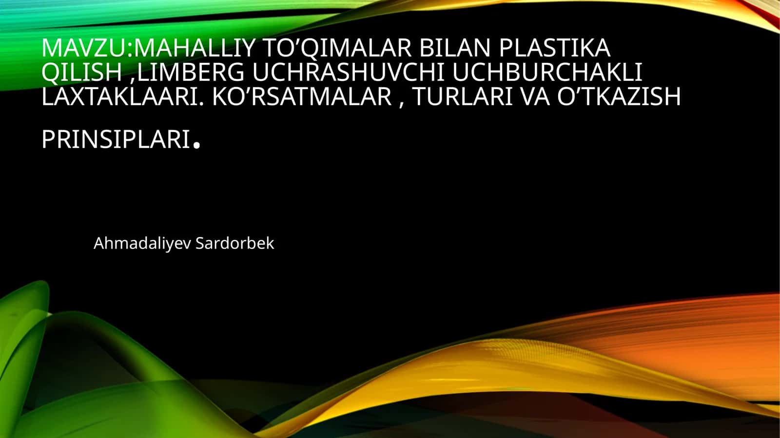 Mahalliy to'qimalar bilan plastika qilish limberg uchburchakli lahtaklar ko'rstmalar , turlarini o'tkazish prinsiplari 1