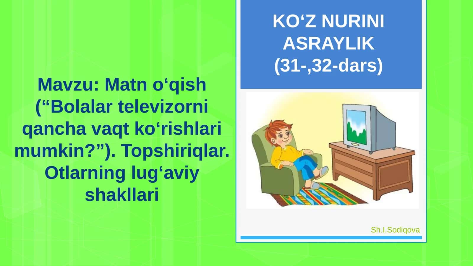 6-sinf Ona tili fani Otlarning lug'aviy shakllari dars taqdimot 1