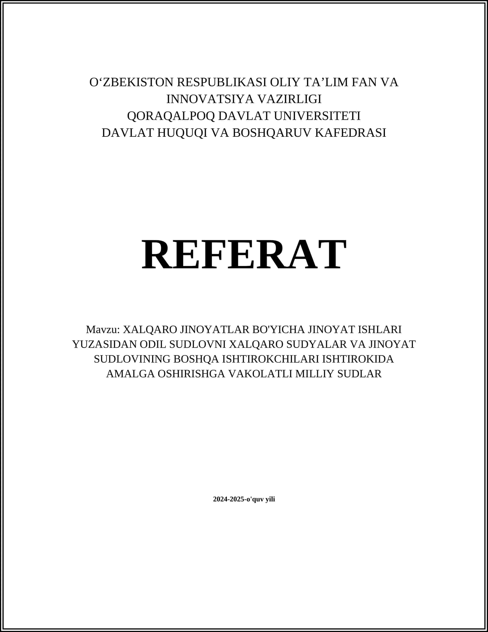 Xalqaro jinoyatlar tushunchasi 1
