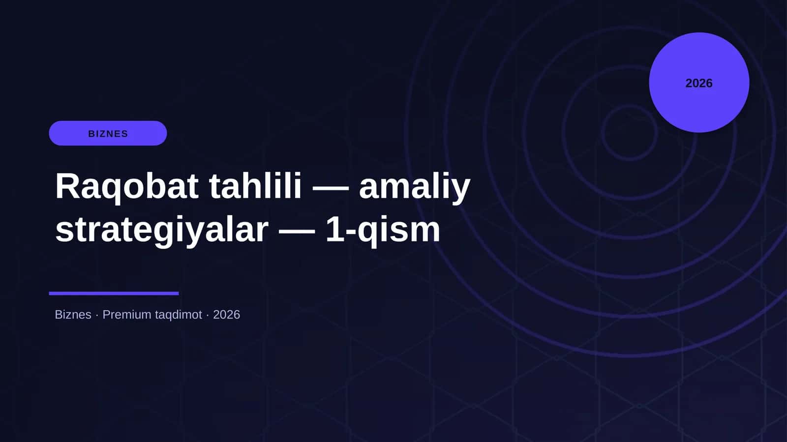 Raqobat tahlili — amaliy strategiyalar — 1-qism 1