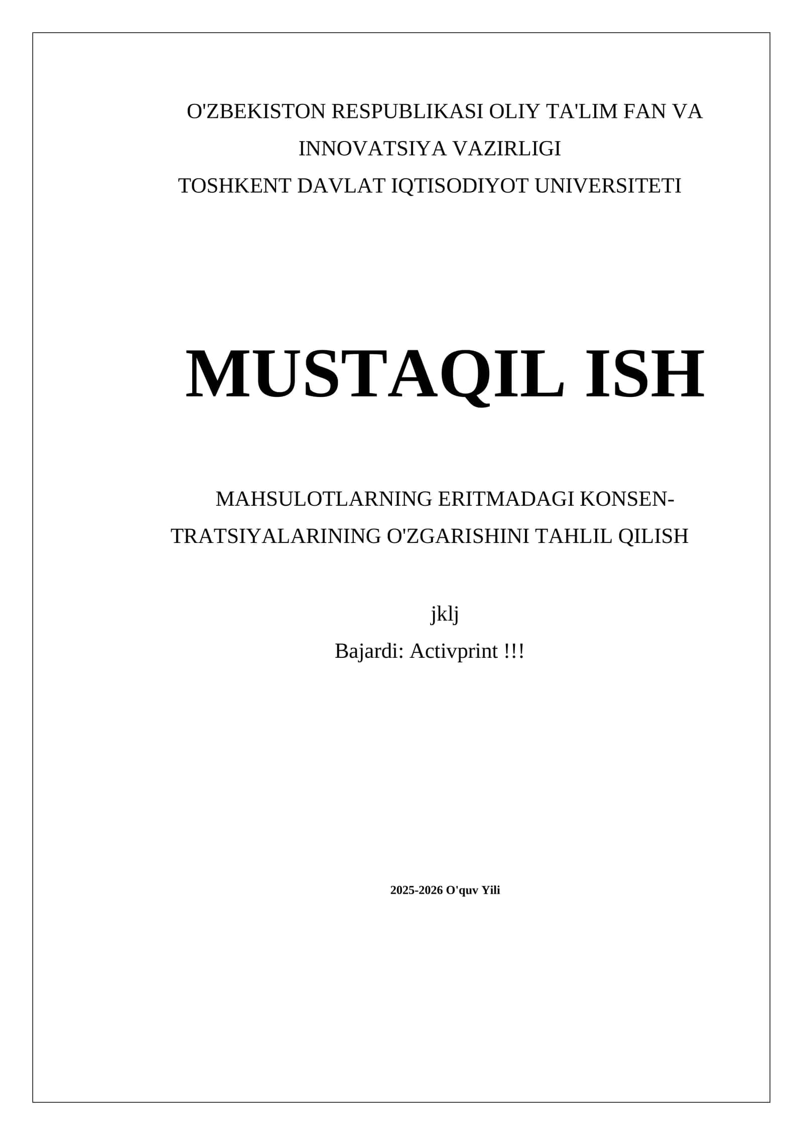 MAHSULOTLARNING ERITMADAGI KONSEN-TRATSIYALARINING O'ZGARISHINI TAHLIL QILISH 1