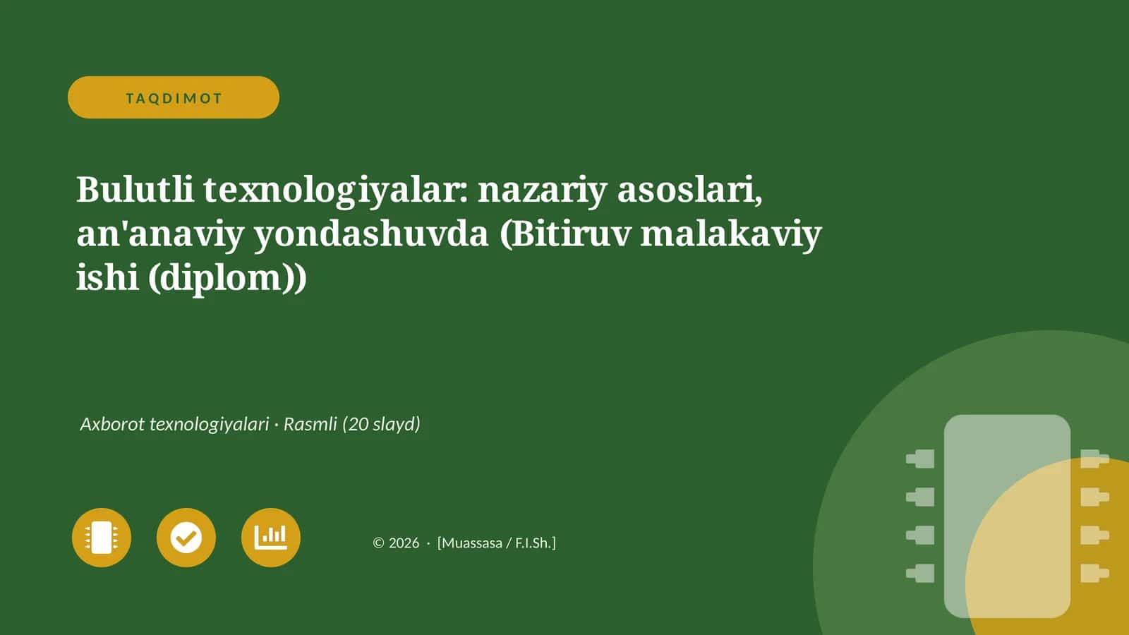 Bulutli texnologiyalar: nazariy asoslari, an'anaviy yondashuvda (Bitiruv malakaviy ishi (diplom)) 1