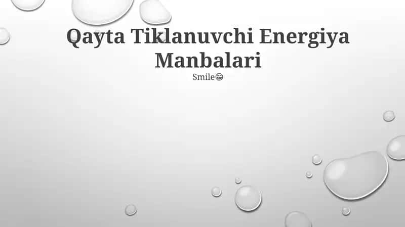 Qayta Tiklanuvchi Energiya Manbalari 1