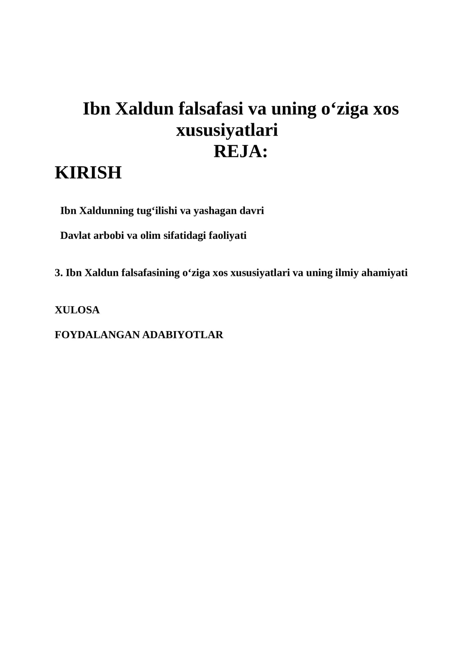 Ibn Xaldun falsafasi va uning o‘ziga xos xususiyatlari 1