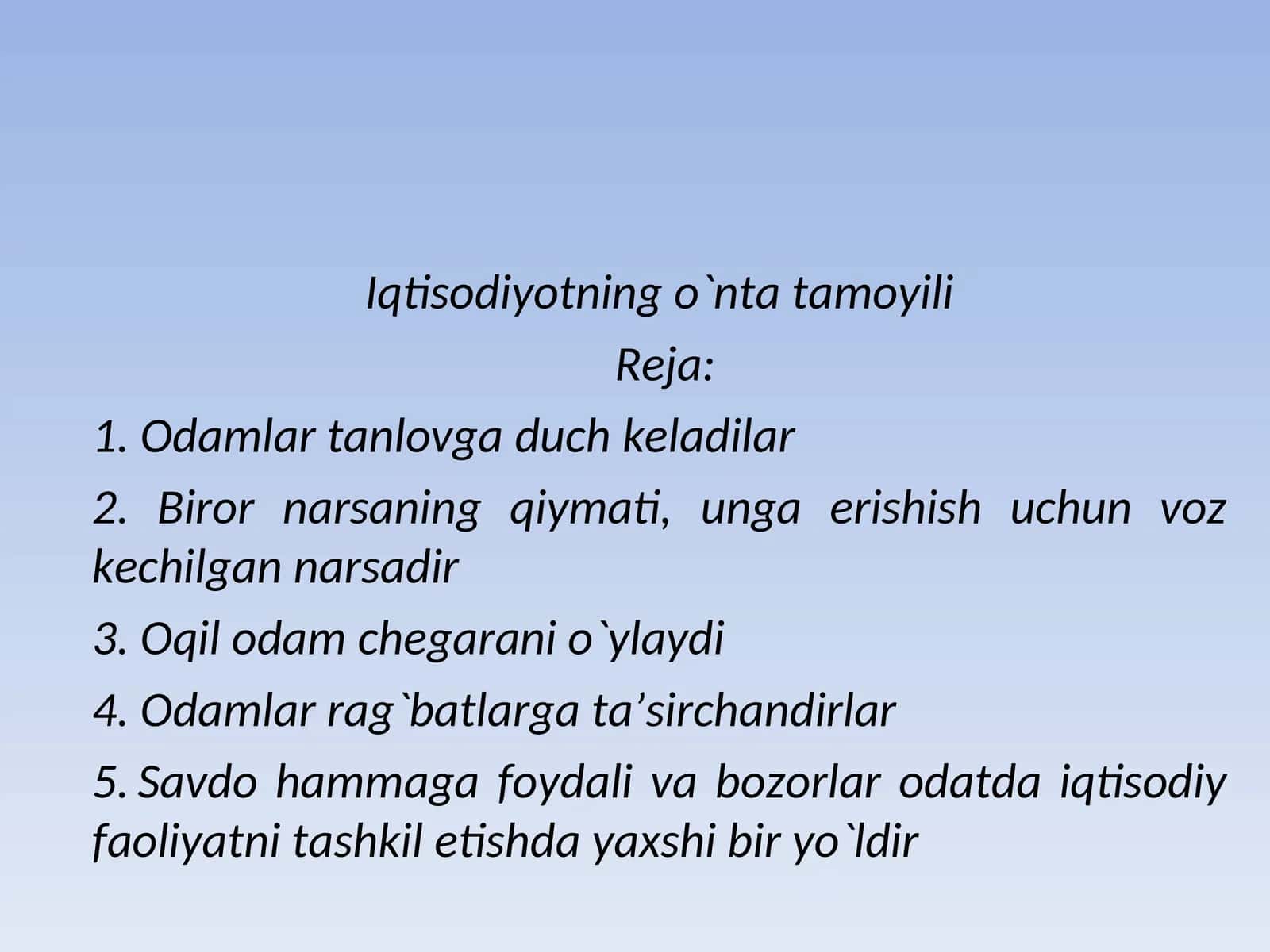 Iqtisodiyotning o`nta tamoyili 1