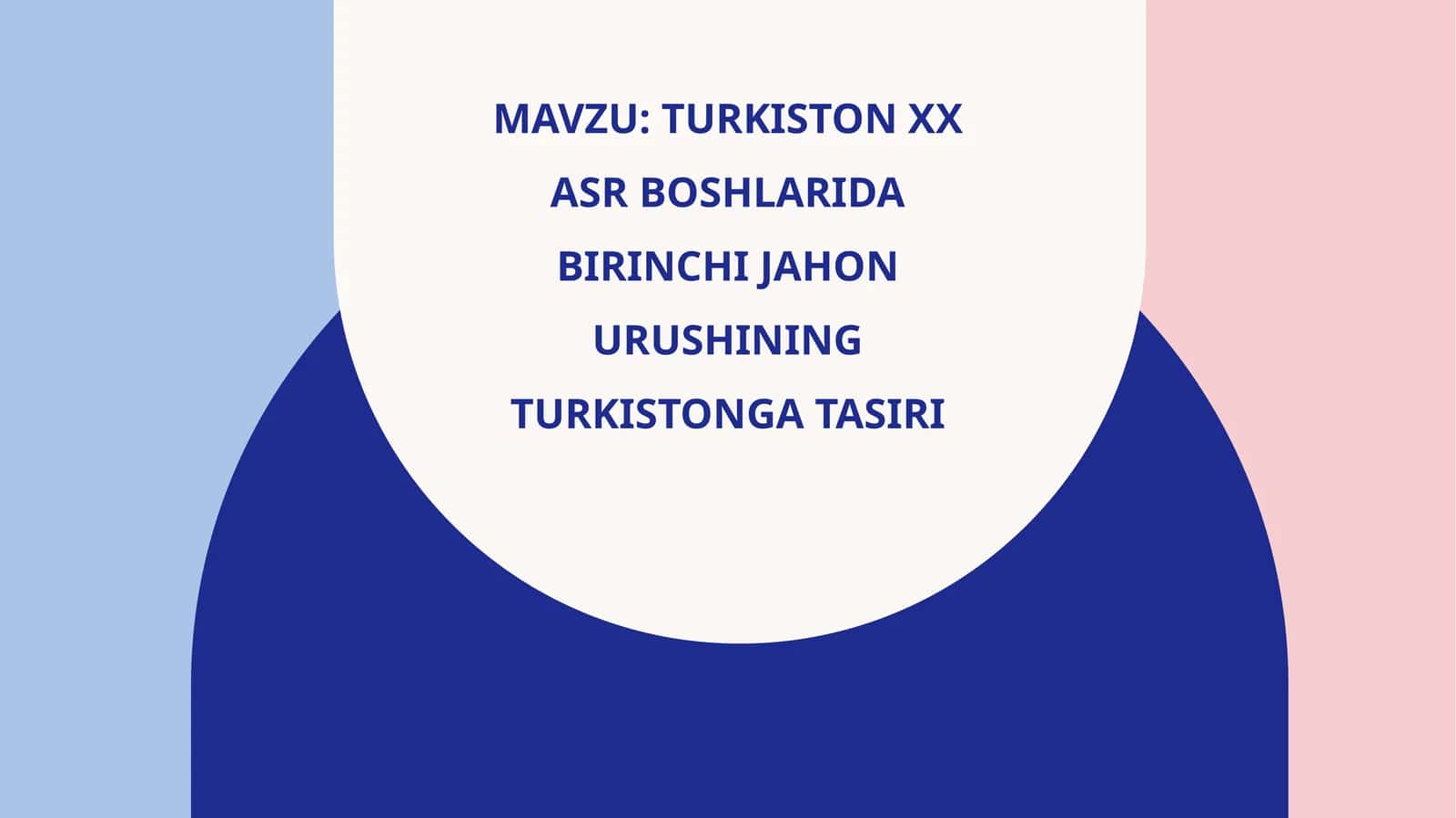 turkiston XX ASR BOSHLARIDA BIRINCHI JAHON URUSHINING TURKISTONGA TASIRI 1