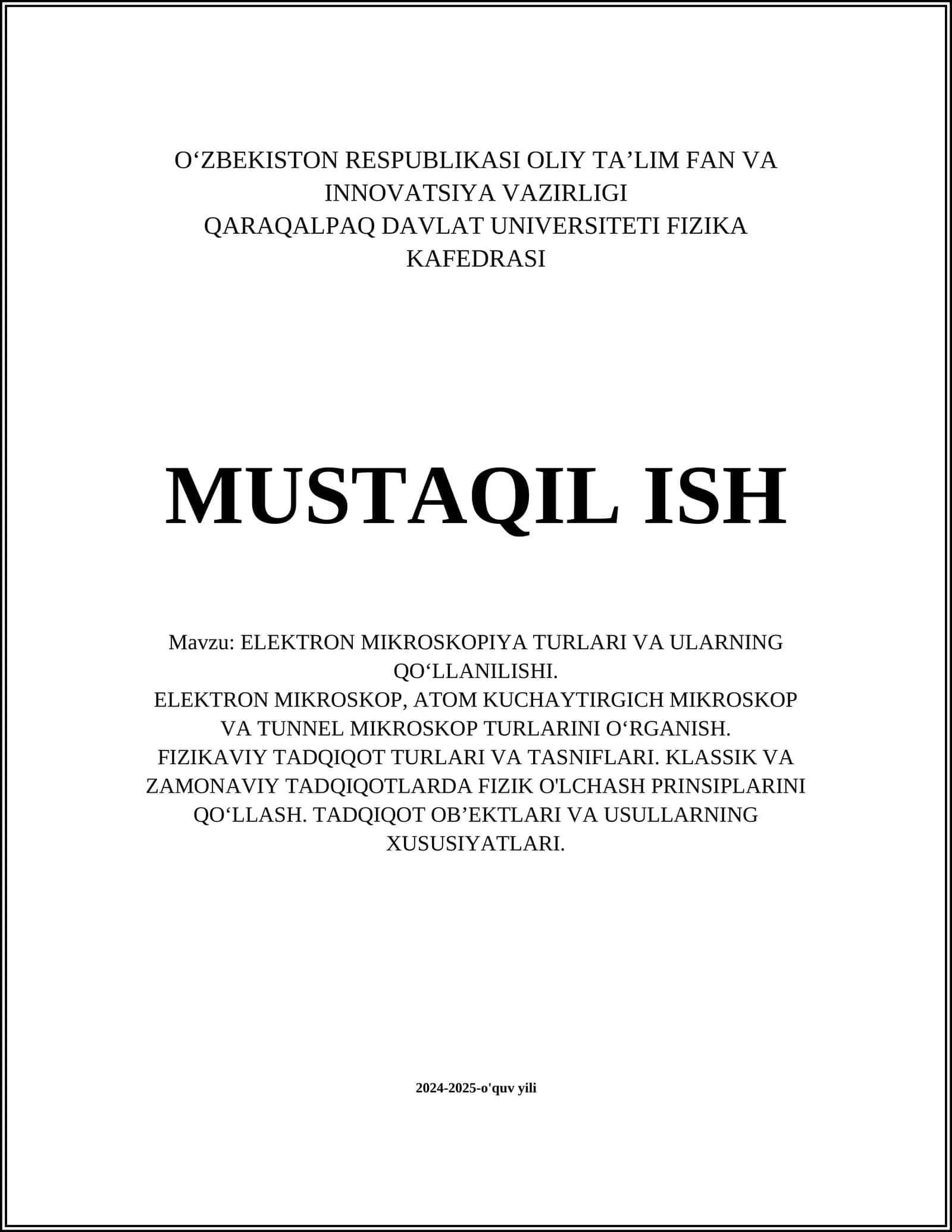 ELEKTRON MIKROSKOPIYA TURLARI VA ULARNING QOʻLLANILISHI 1