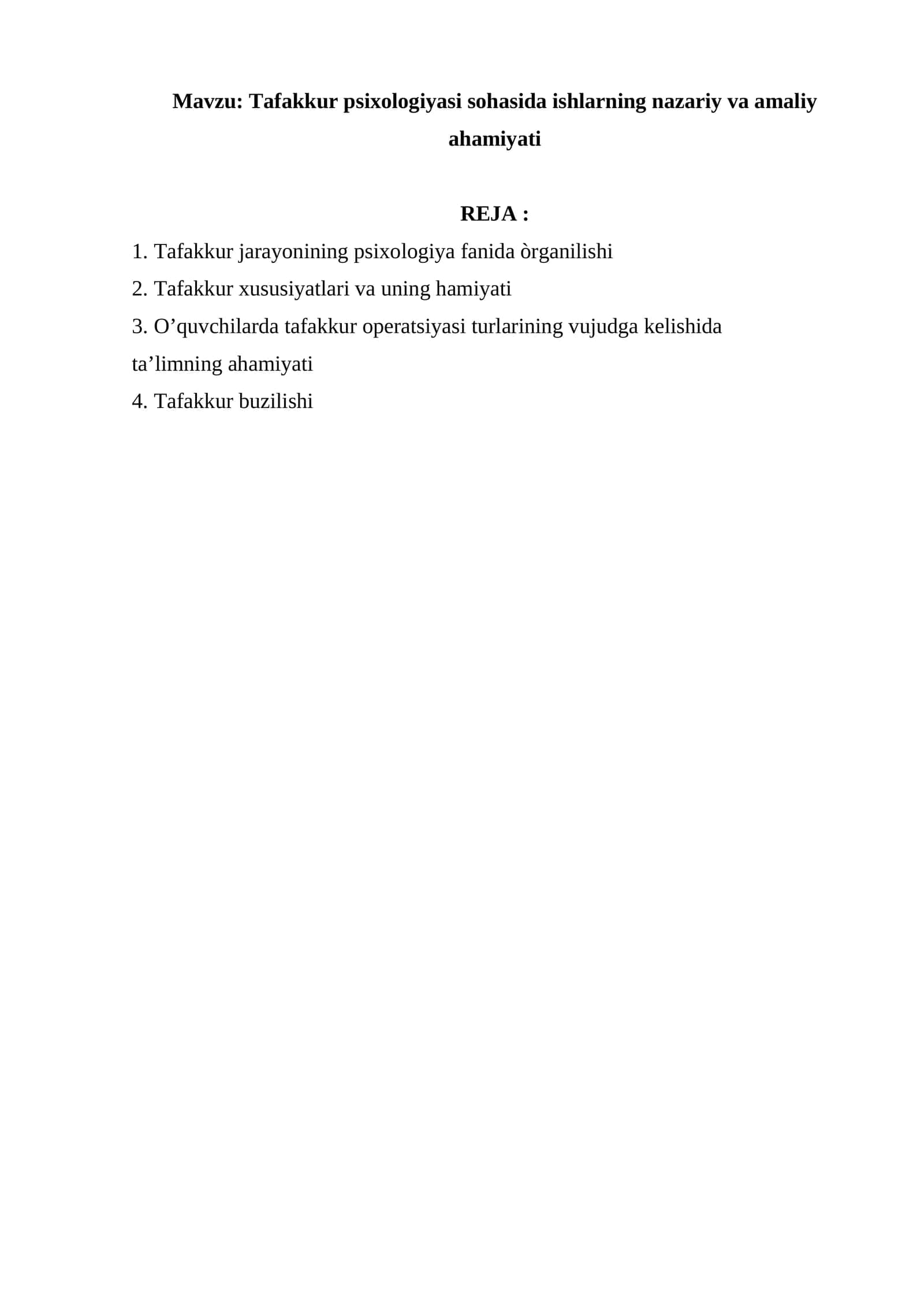 Tafakkur psixologiyasi sohasida ishlarning nazariy va amaliy ahamiyati 1