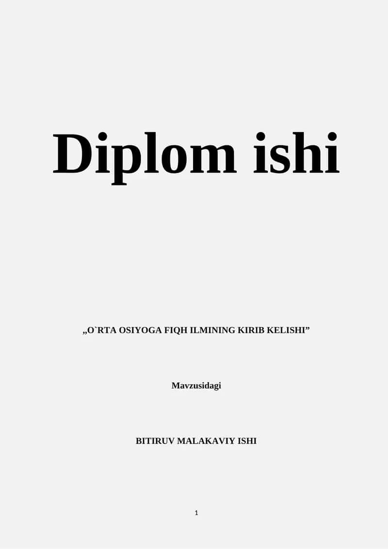 O`RTA OSIYOGA FIQH ILMINING KIRIB KELISHI 1