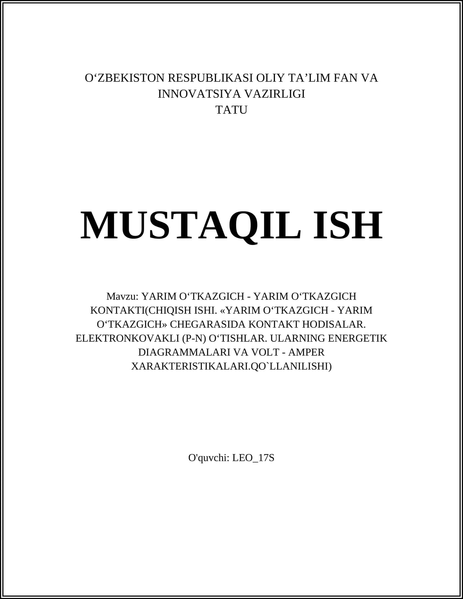 Yarim o'tkazgichlar 1
