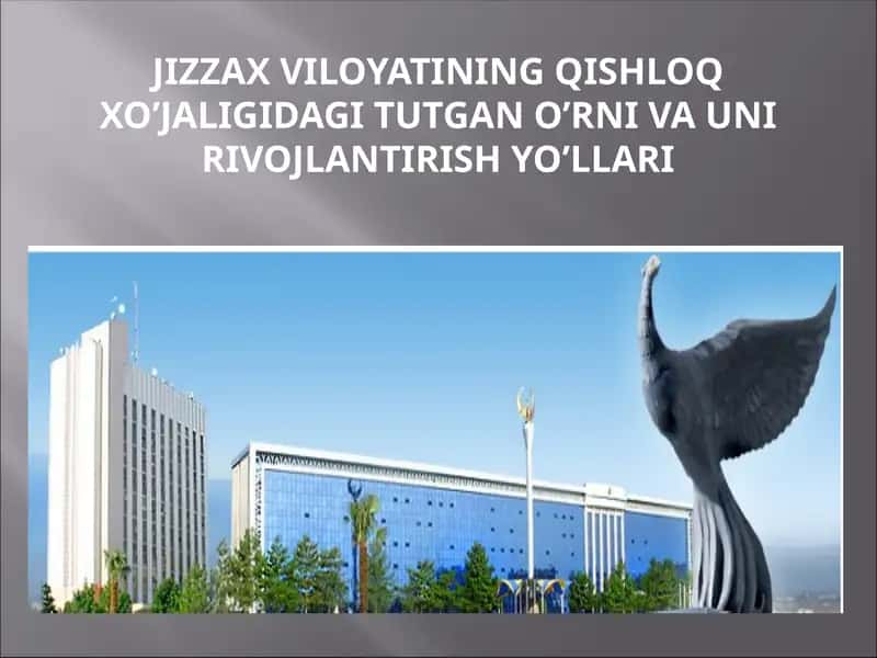 Jizzax viloyatining qishloq xo’jaligidagi tutgan o’rni va uni rivojlantirish yo'llari 1