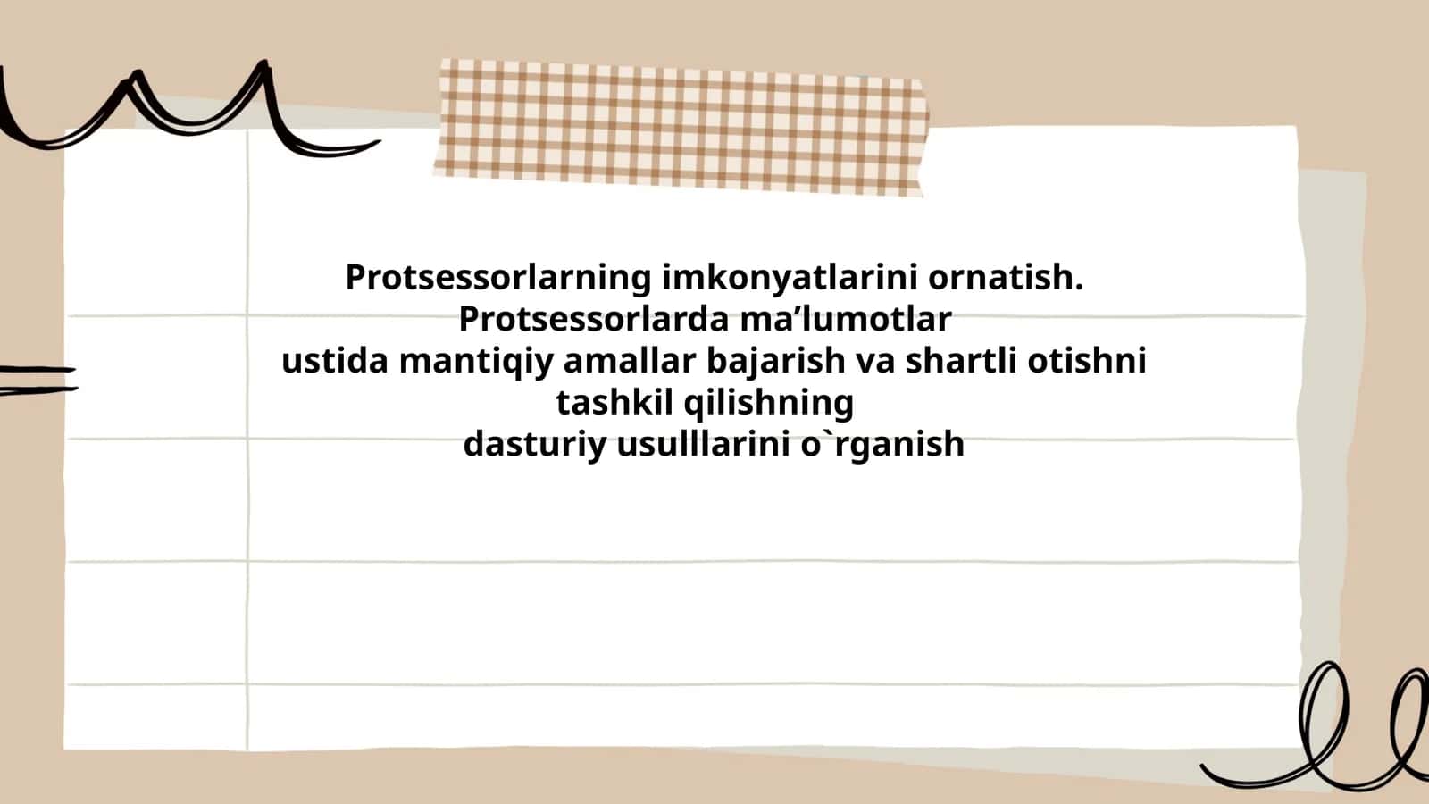 Protsessorlarning imkonyatlarini ornatish. Protsessorlarda ma’lumotlar ustida mantiqiy amallar bajarish va shartli otishni tashkil qilishning dasturiy usulllarini o`rganish 1