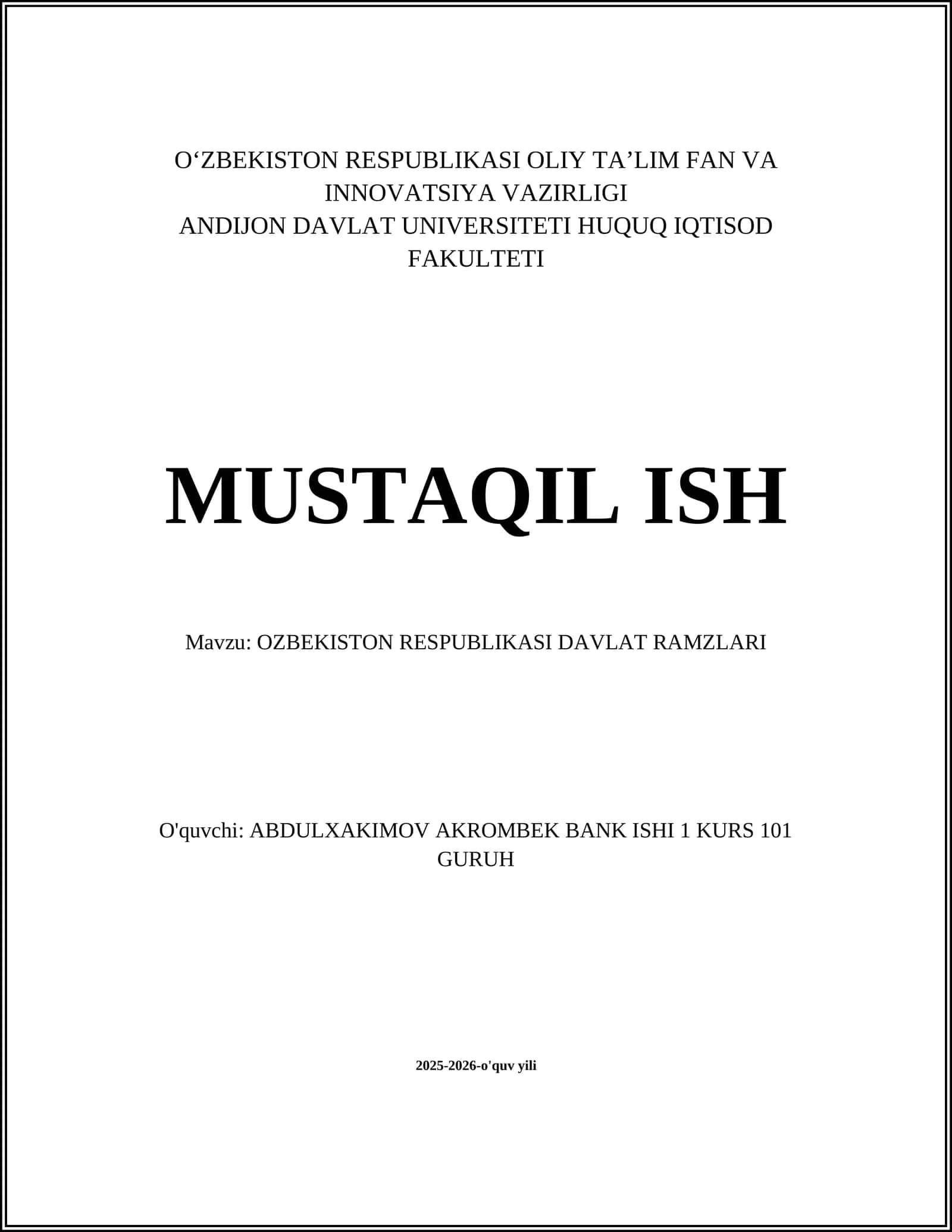O‘ZBEKISTON RESPUBLIKASI DAVLAT RAMZLARI 1