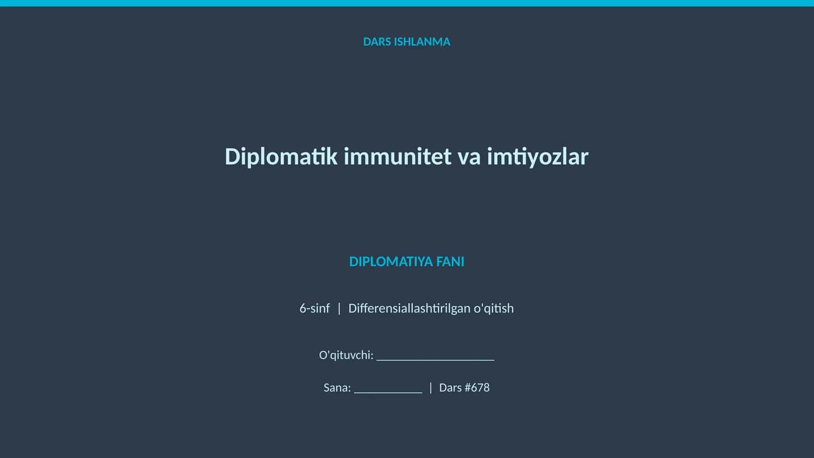 Diplomatik immunitet va imtiyozlar 1