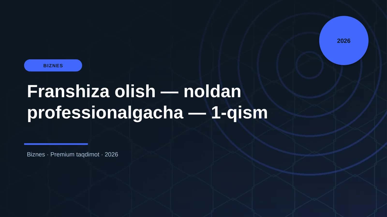 Franshiza olish — noldan professionalgacha — 1-qism 1