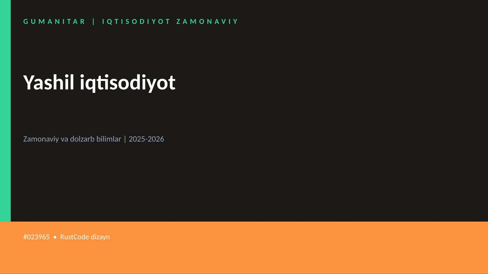 Yashil iqtisodiyot 1