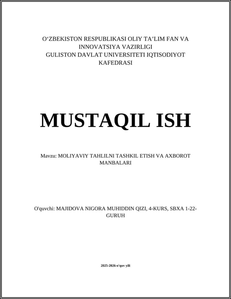 Moliyaviy Tahlil 1