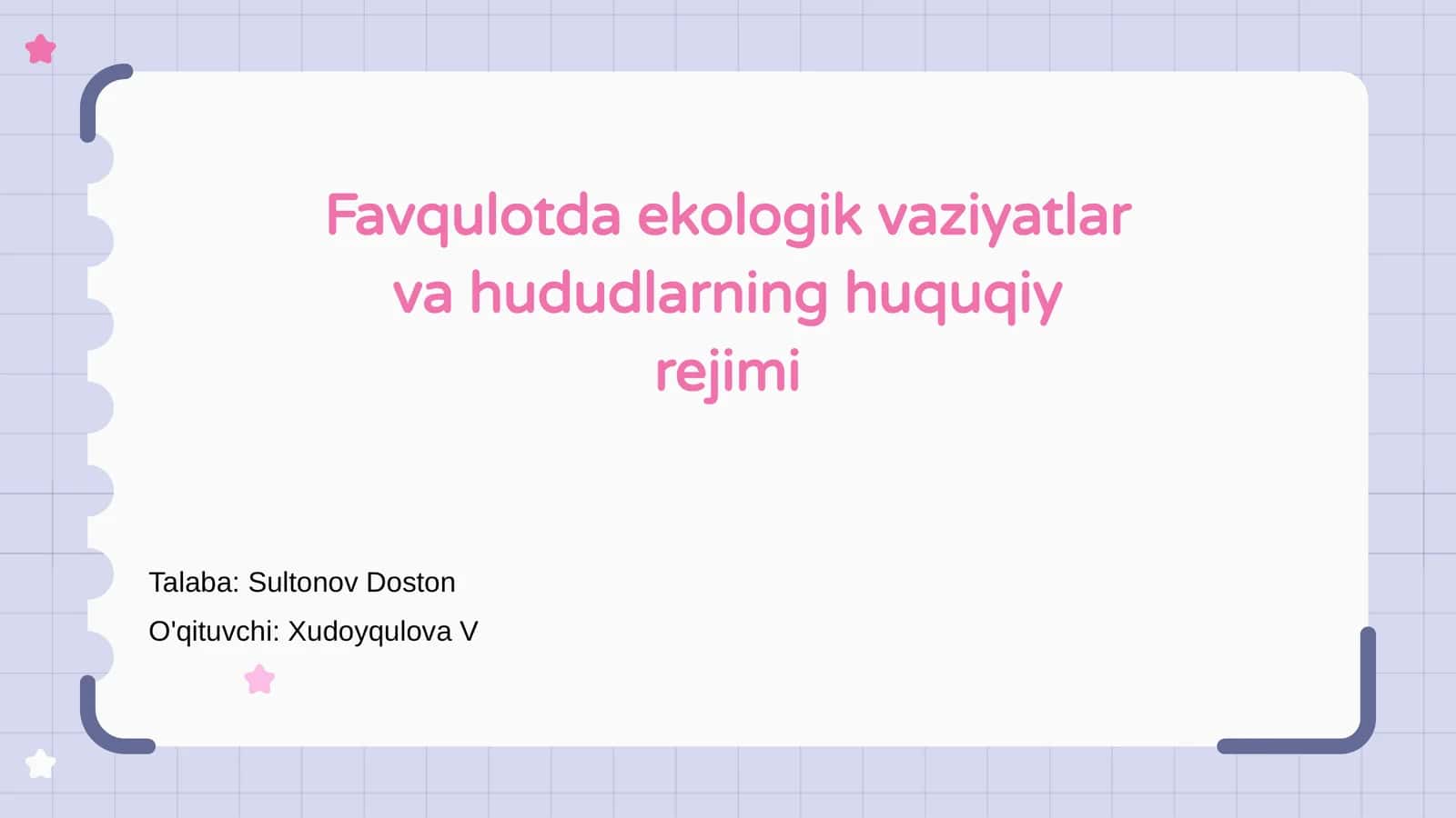 Favqulotda ekologik vaziyatlar va hududlarning huquqiy rejimi 1