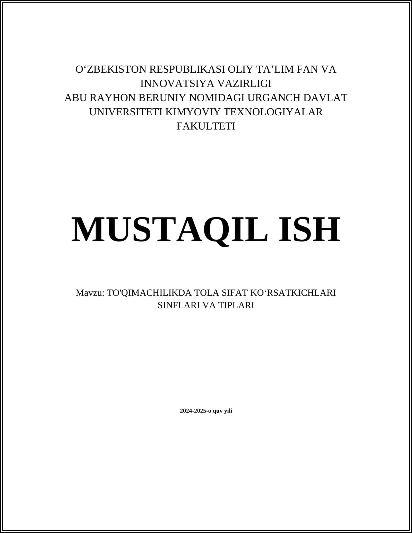 TO'QIMACHILIKDA TOLA SIFAT KOʻRSATKICHLARI SINFLARI VA TIPLARI 1