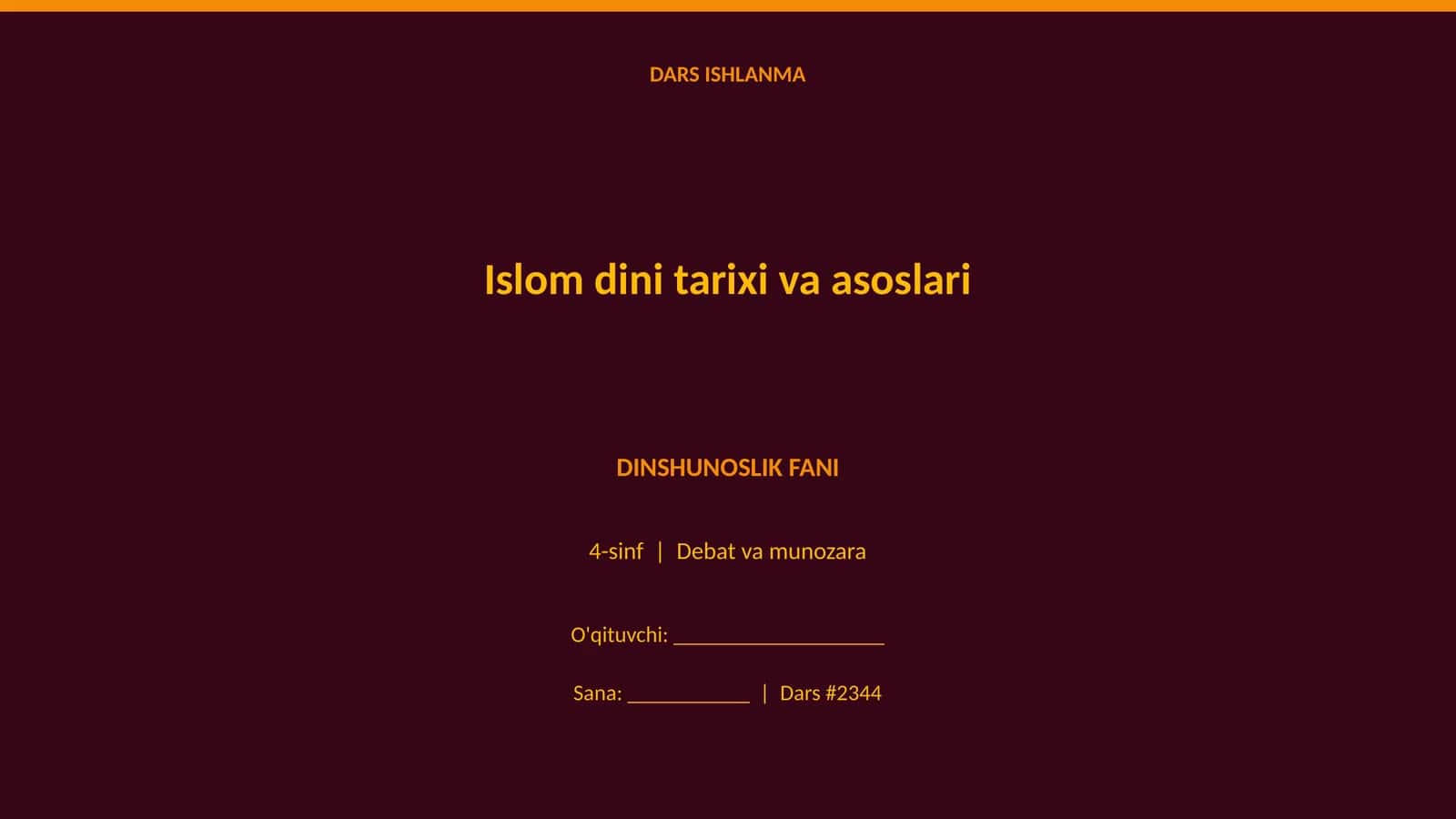 Islom dini tarixi va asoslari 1
