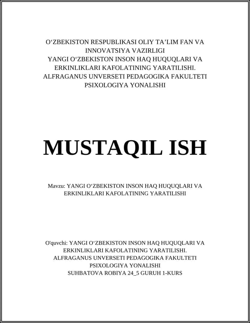 YANGI OʻZBEKISTON INSON HAQ HUQUQLARI VA ERKINLIKLARI KAFOLATINING YARATILISHI 1