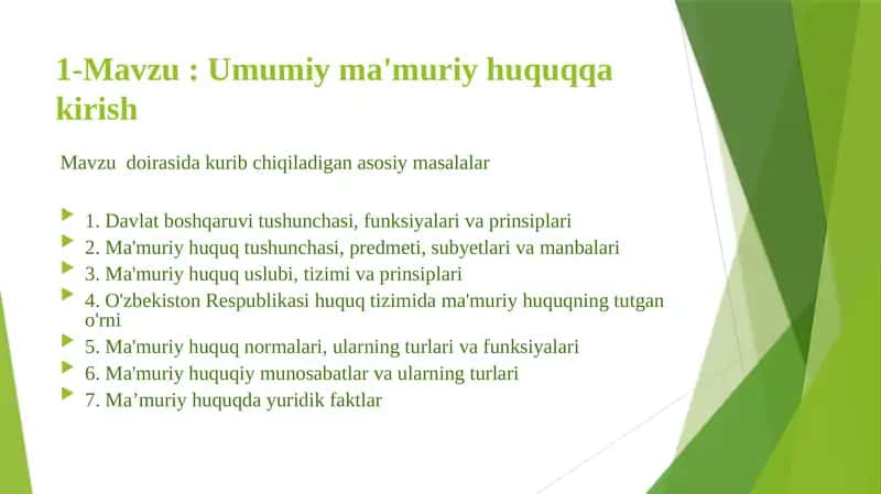 Umumiy ma'muriy huquqqa kirish 1