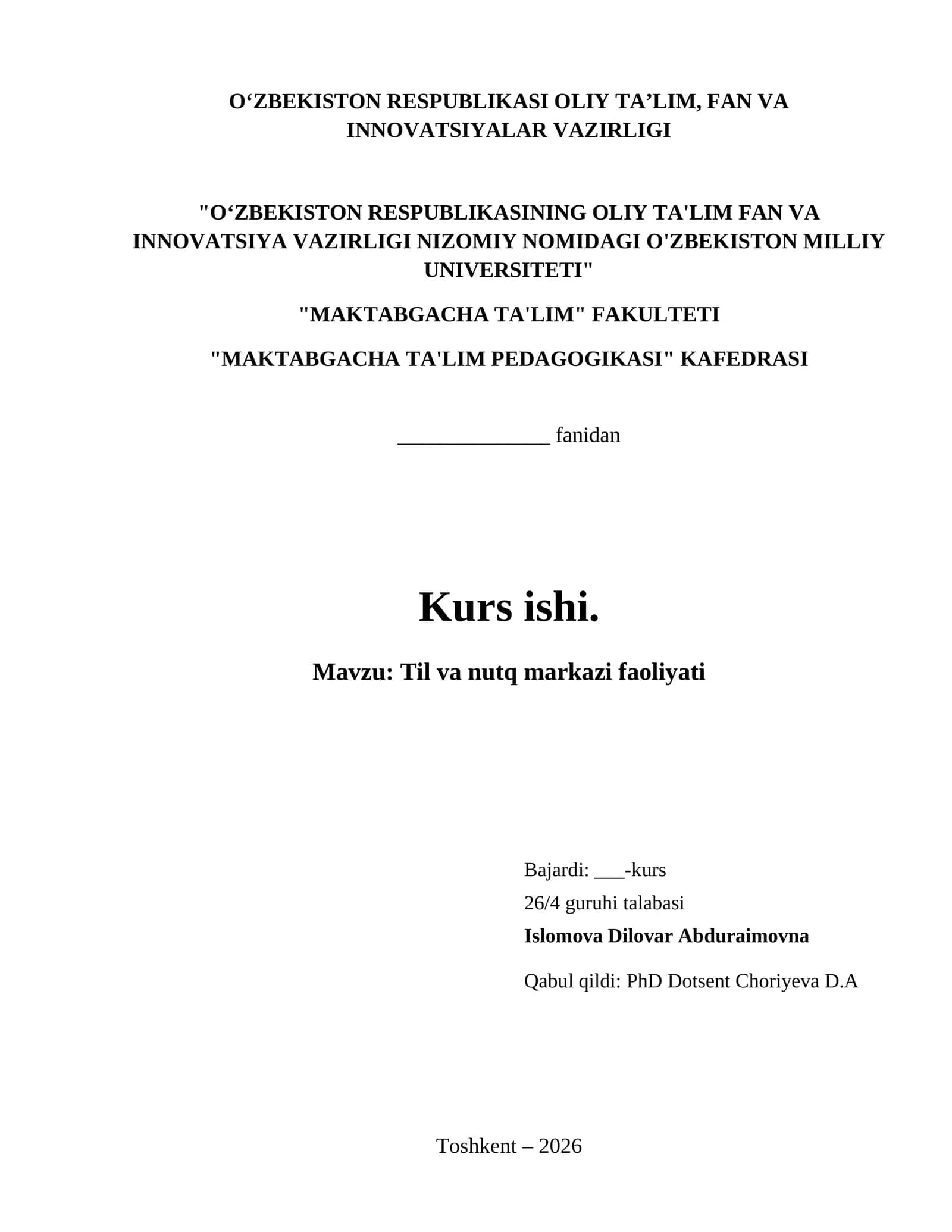 Til va nutq markazi faoliyati 1