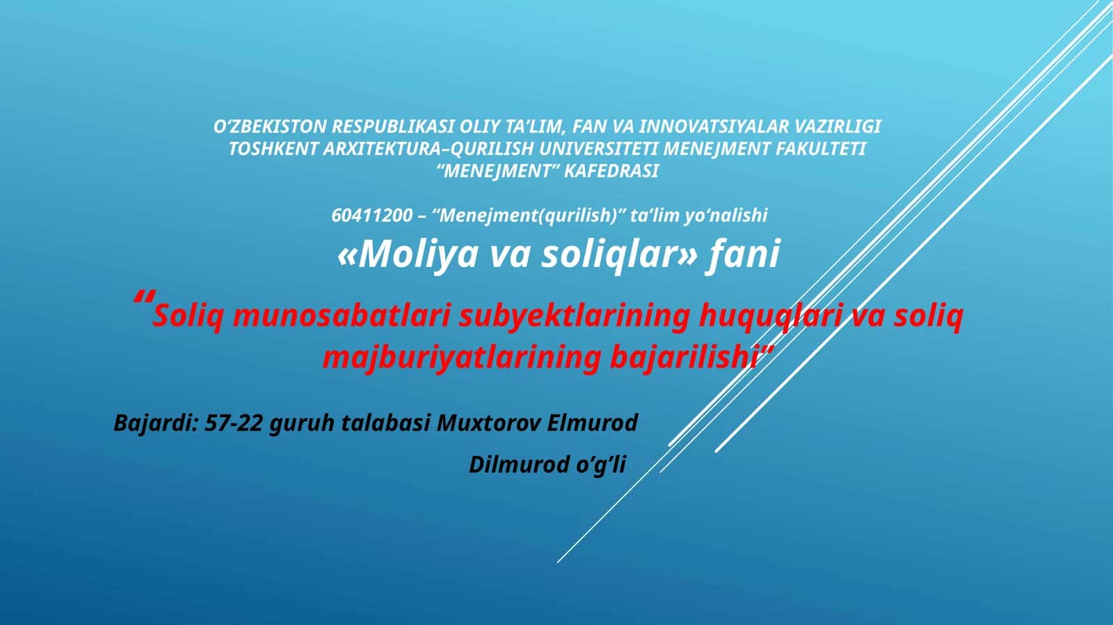 Soliqmunosabatlarisubyektlarininghuquqlarivasoliqmajburiyatlariningbajarilishi 1